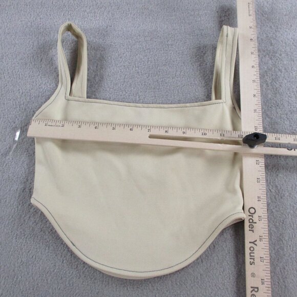 Meshki Elsie Sleeveless Contrast Stitch Bustier Top Womens XS Cream Beige NWT - Picture 6 of 8